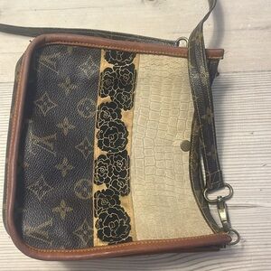LV leather ( authentic) combined with snakeskin leather- unique